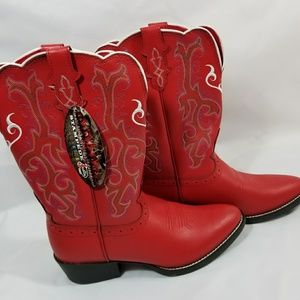 NWT Kids Red Justin Cowboy Boots